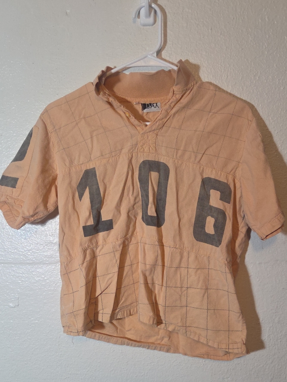 Women's Peach Short-Sleeve Polo Shirt Size Small Vintage Jersey